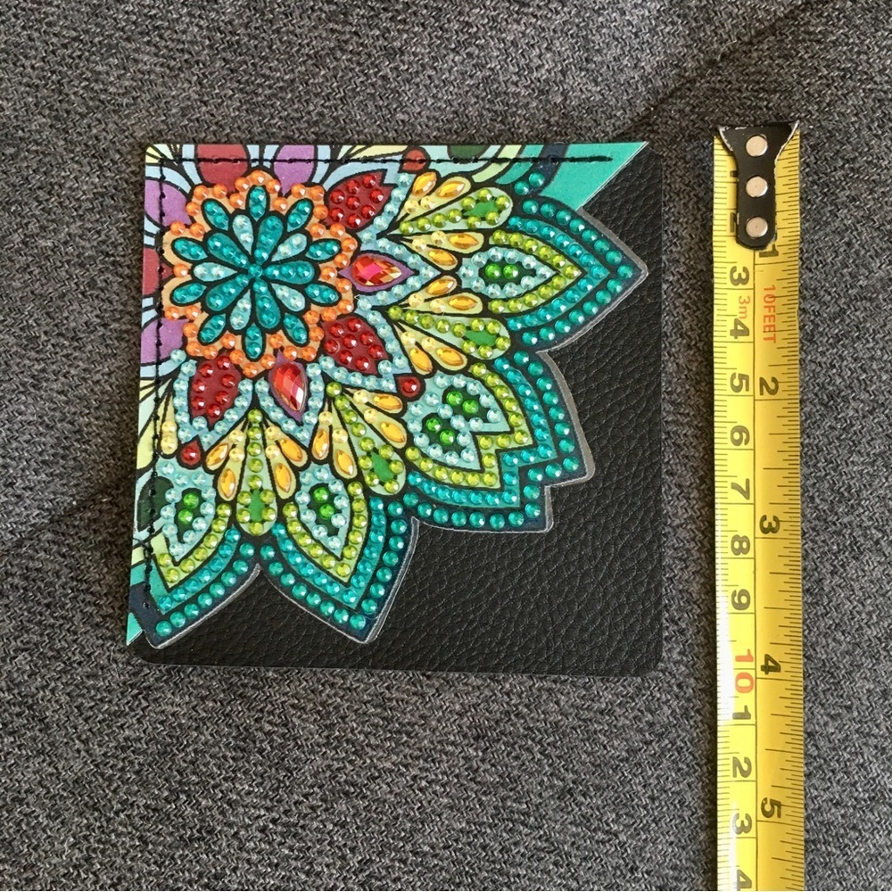 Diamond Art Lotus Flower Corner Bookmark, Colorful, Sparkly, Bling (TEAL) - Picture 9 of 17